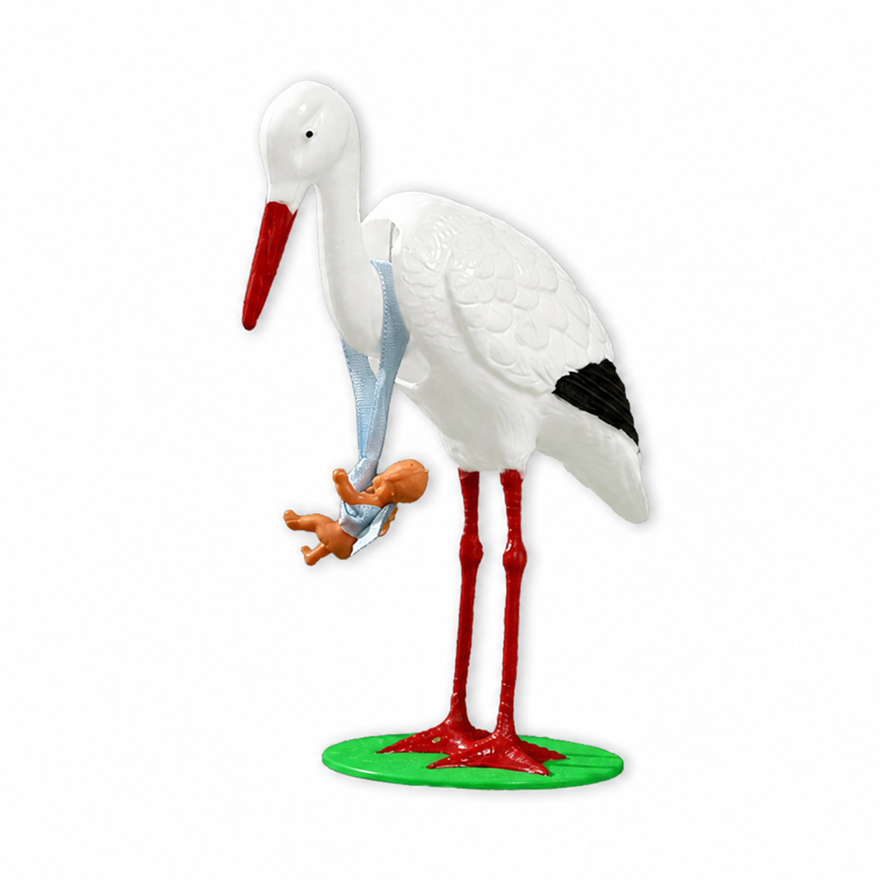 Wackelfigur Storch mit Baby Blau – Deko zur Geburt, der Hingucker für dein Zuhause