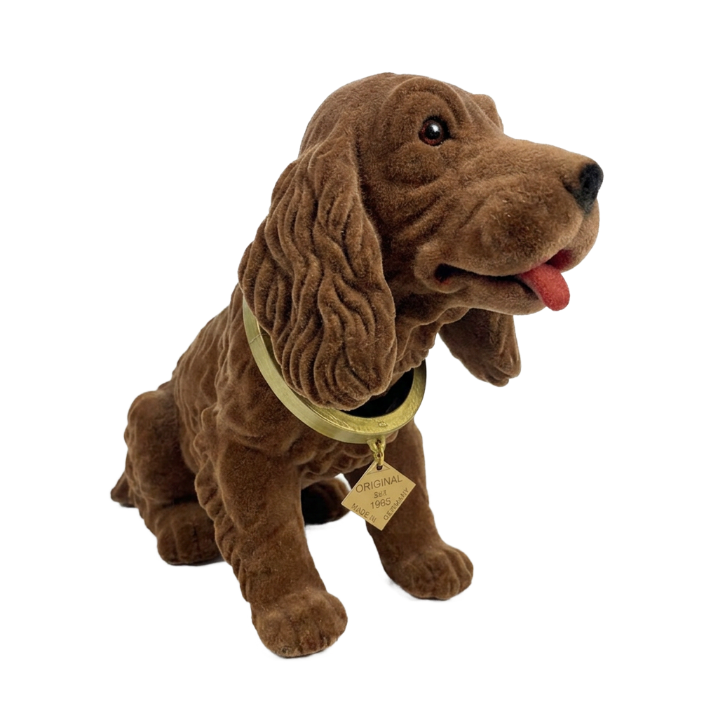 Wackelhund Cocker Spaniel Braun groß, beflockt – Kultfigur fürs Auto, tolle Geschenkidee