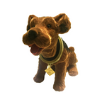 Wackelhund Terrier Braun – beflockte Oberfläche im Detail, Made in Germany, ideal als Geschenk